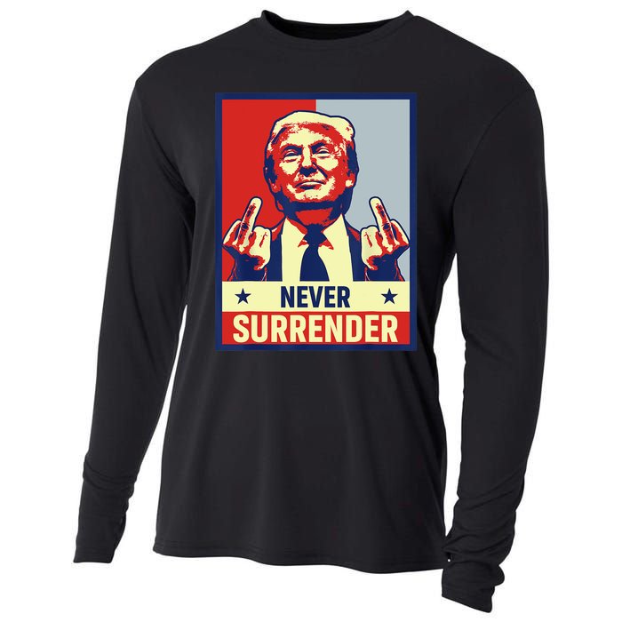 Donald Trump Never Surrender Pro Trump Trump Mug Shot Retro Cooling Performance Long Sleeve Crew