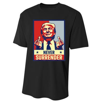 Donald Trump Never Surrender Pro Trump Trump Mug Shot Retro Performance Sprint T-Shirt