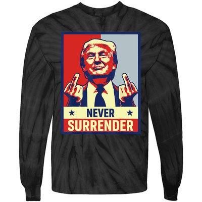 Donald Trump Never Surrender Pro Trump Trump Mug Shot Retro Tie-Dye Long Sleeve Shirt