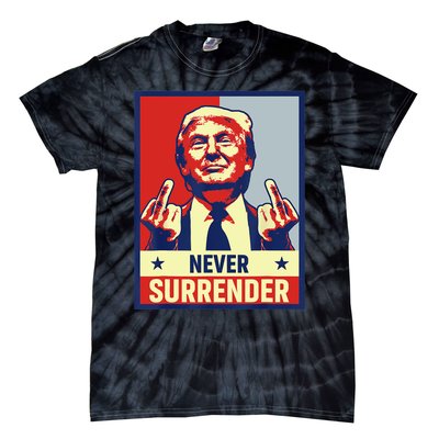 Donald Trump Never Surrender Pro Trump Trump Mug Shot Retro Tie-Dye T-Shirt