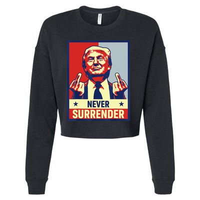 Donald Trump Never Surrender Pro Trump Trump Mug Shot Retro Cropped Pullover Crew