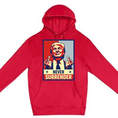 Donald Trump Never Surrender Pro Trump Trump Mug Shot Retro Premium Pullover Hoodie