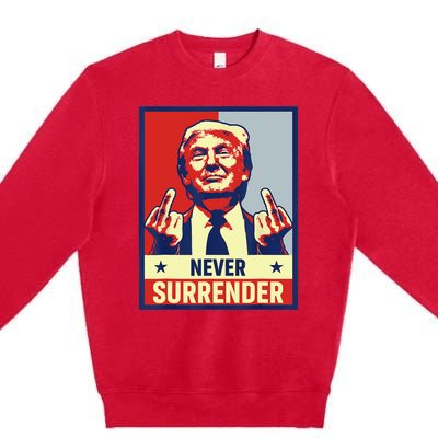 Donald Trump Never Surrender Pro Trump Trump Mug Shot Retro Premium Crewneck Sweatshirt