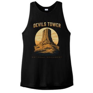 Devils Tower National Monument Wyoming Ladies PosiCharge Tri-Blend Wicking Tank