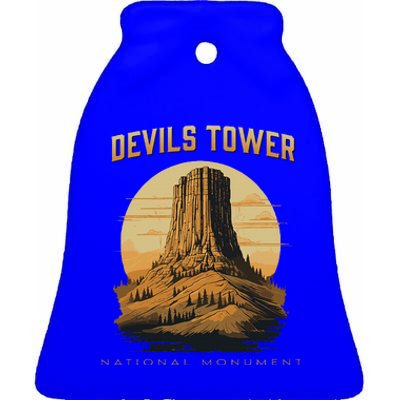 Devils Tower National Monument Wyoming Ceramic Bell Ornament