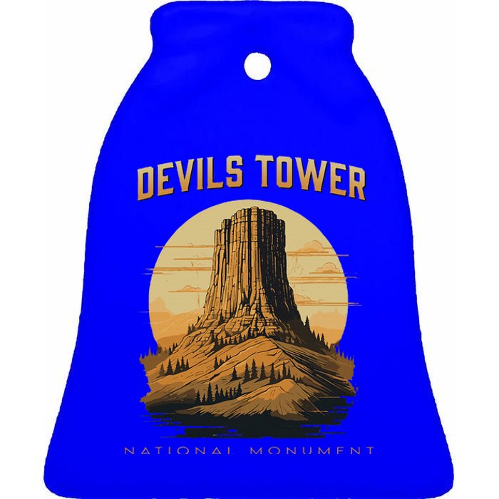 Devils Tower National Monument Wyoming Ceramic Bell Ornament