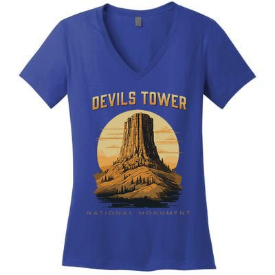 Devils Tower National Monument Wyoming Women's V-Neck T-Shirt