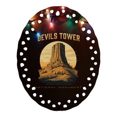 Devils Tower National Monument Wyoming Ceramic Oval Ornament