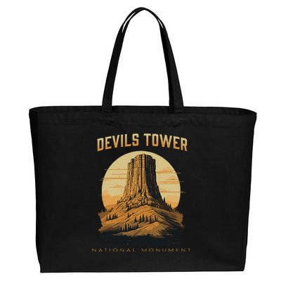 Devils Tower National Monument Wyoming Cotton Canvas Jumbo Tote