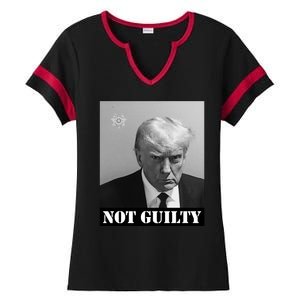 Donald Trump Not Guilty Mugshot Ladies Halftime Notch Neck Tee