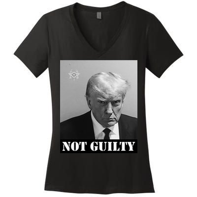 Donald Trump Not Guilty Mugshot Women's V-Neck T-Shirt