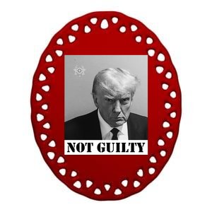 Donald Trump Not Guilty Mugshot Ceramic Oval Ornament