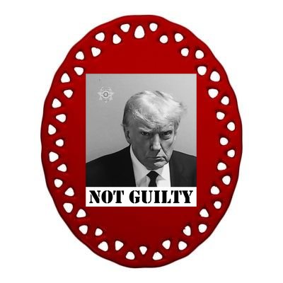 Donald Trump Not Guilty Mugshot Ceramic Oval Ornament