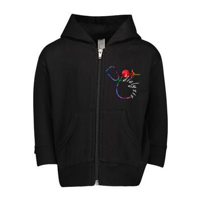 Dialysis Technician Nurse Heartbeat awareness Toddler Zip Fleece Hoodie