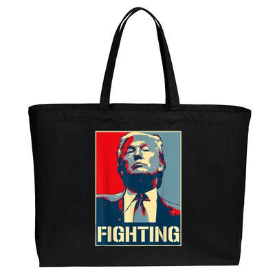 Donald Trump Never Stop Fighting To Save America Cotton Canvas Jumbo Tote