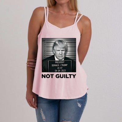 Donald Trump Not Guilty Free Trump Funny Pro Trump Suppor Women's Strappy Tank