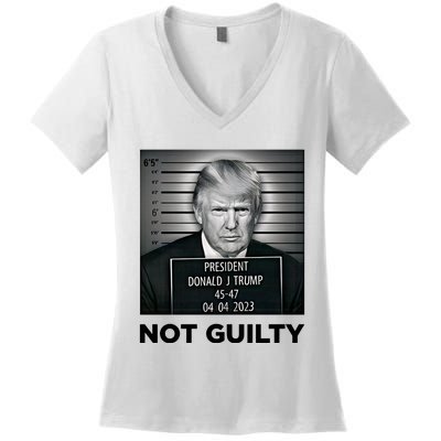 Donald Trump Not Guilty Free Trump Funny Pro Trump Suppor Women's V-Neck T-Shirt