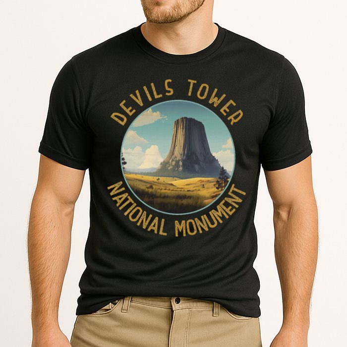 Devils Tower National Monument Distressed Circle Performance Shirt