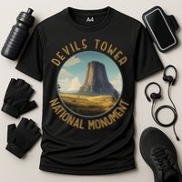 Devils Tower National Monument Distressed Circle Performance Shirt