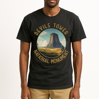Devils Tower National Monument Distressed Circle Tall T-Shirt