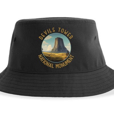Devils Tower National Monument Distressed Circle Sustainable Bucket Hat