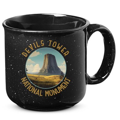 Devils Tower National Monument Distressed Circle 15oz Campfire Ceramic Mug