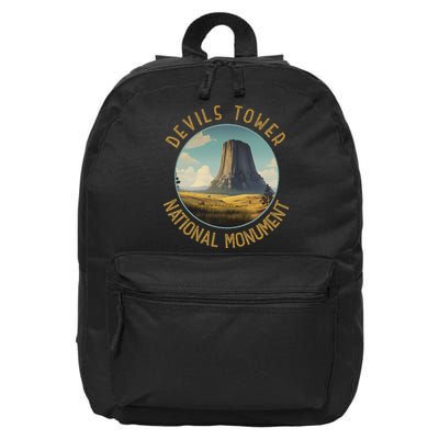 Devils Tower National Monument Distressed Circle 16 in Basic Backpack