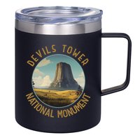 Devils Tower National Monument Distressed Circle 12oz Stainless Steel Coffee Mug