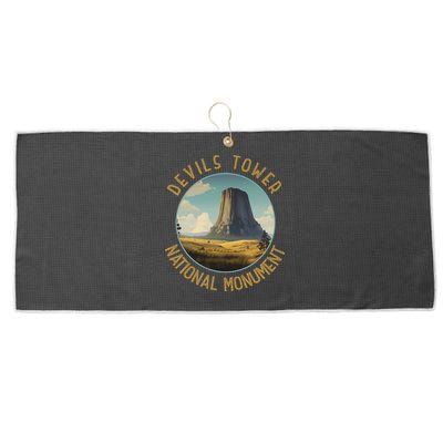 Devils Tower National Monument Distressed Circle Large Microfiber Waffle Golf Towel