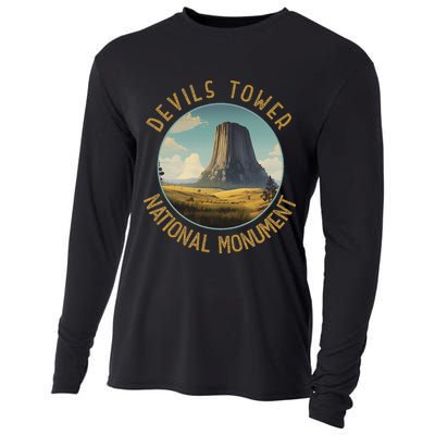 Devils Tower National Monument Distressed Circle Cooling Performance Long Sleeve Crew