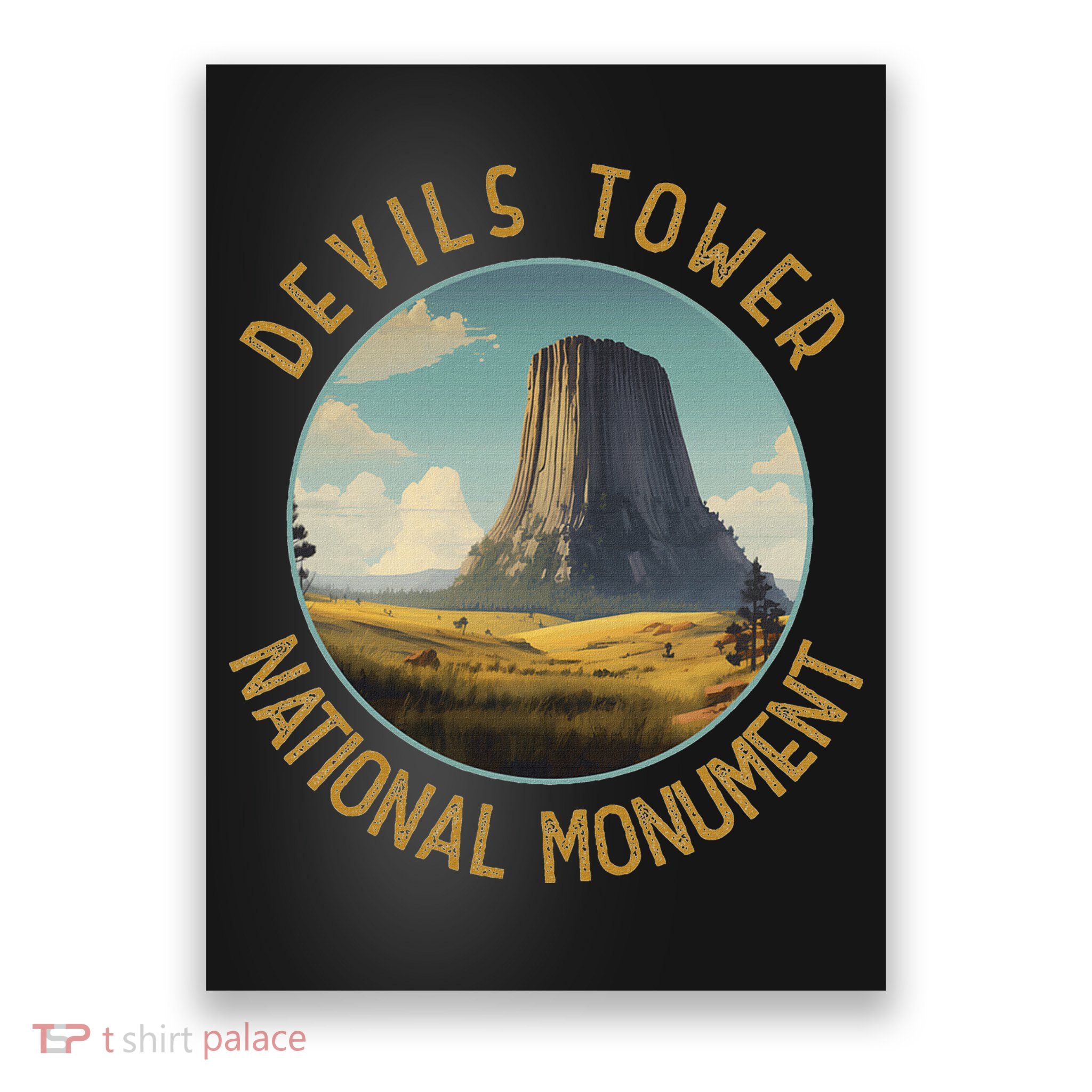 Devils Tower National Monument Distressed Circle Poster