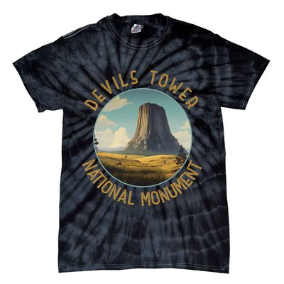 Devils Tower National Monument Distressed Circle Tie-Dye T-Shirt