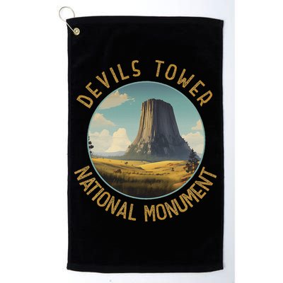 Devils Tower National Monument Distressed Circle Golf Towel