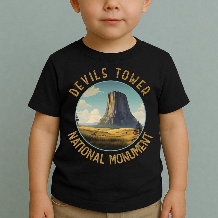 Devils Tower National Monument Distressed Circle Toddler T-Shirt