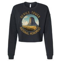 Devils Tower National Monument Distressed Circle Cropped Pullover Crew