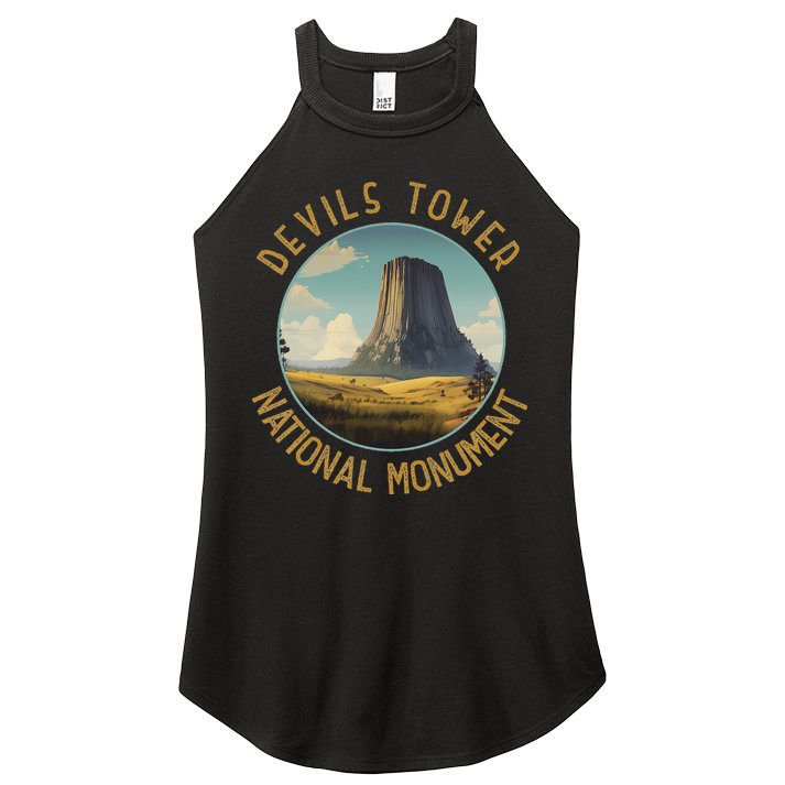 Devils Tower National Monument Distressed Circle Women's Perfect Tri Rocker Tank