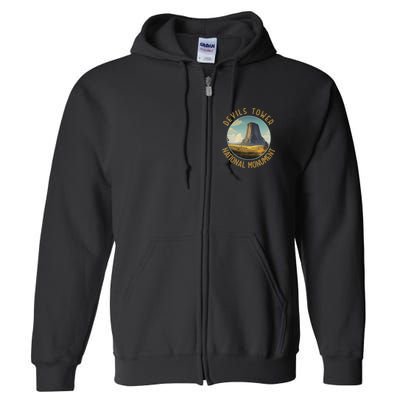 Devils Tower National Monument Distressed Circle Full Zip Hoodie