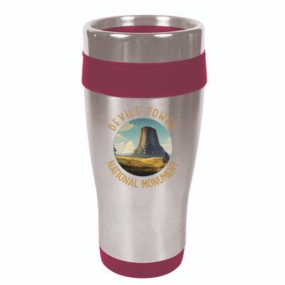 Devils Tower National Monument Distressed Circle 16oz Travel Tumbler