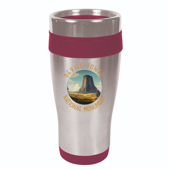 Devils Tower National Monument Distressed Circle 16oz Travel Tumbler