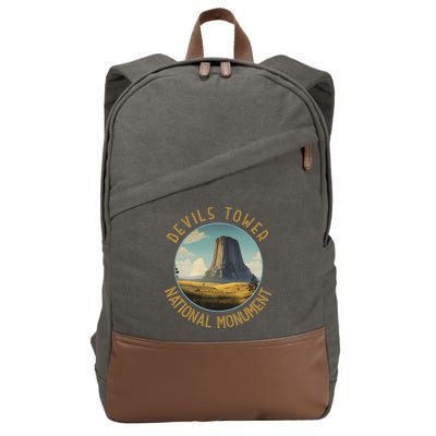 Devils Tower National Monument Distressed Circle Cotton Canvas Backpack