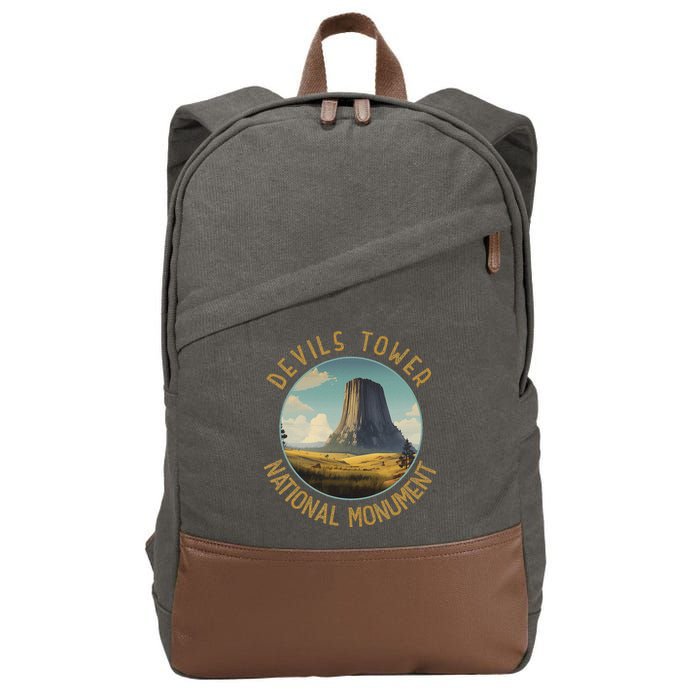 Devils Tower National Monument Distressed Circle Cotton Canvas Backpack