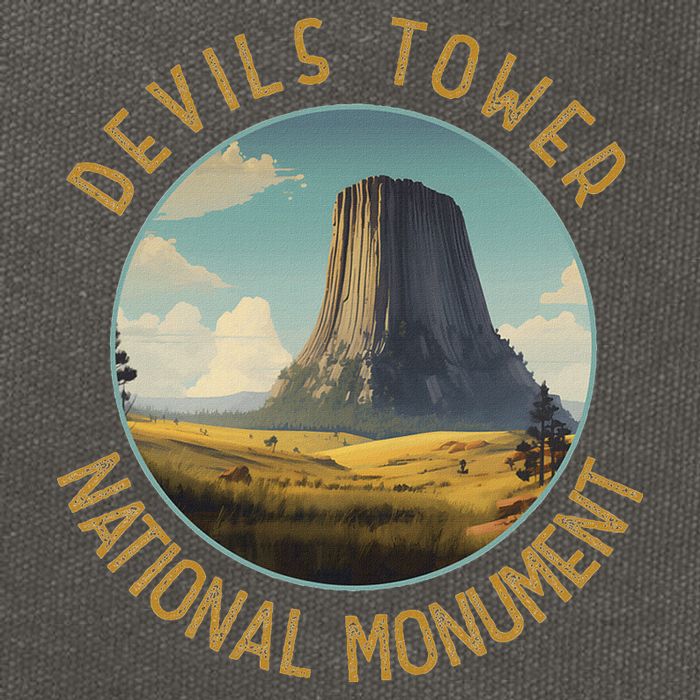 Devils Tower National Monument Distressed Circle Cotton Canvas Backpack