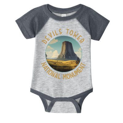 Devils Tower National Monument Distressed Circle Infant Baby Jersey Bodysuit