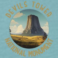 Devils Tower National Monument Distressed Circle Sueded Cloud Jersey T-Shirt