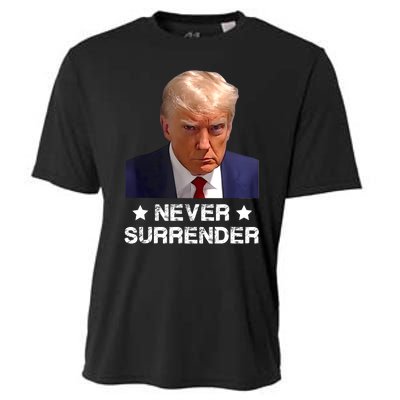 Donald Trump Never Surrender Mug Shot President Vote 2024 Cooling Performance Crew T-Shirt