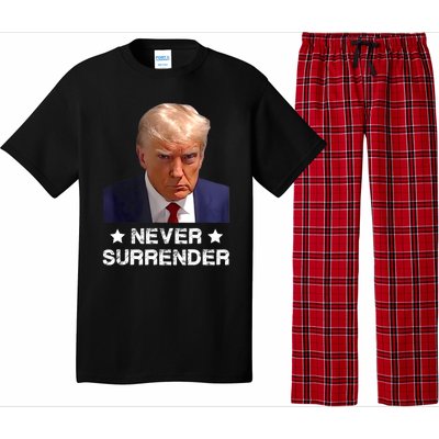 Donald Trump Never Surrender Mug Shot President Vote 2024 Pajama Set