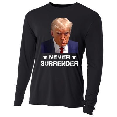 Donald Trump Never Surrender Mug Shot President Vote 2024 Cooling Performance Long Sleeve Crew