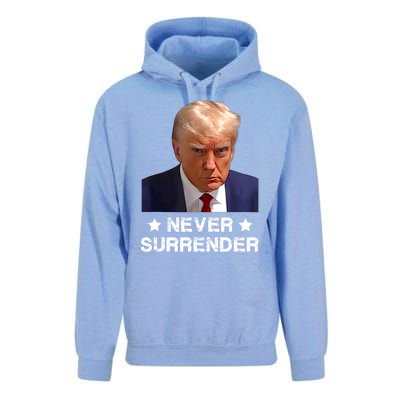 Donald Trump Never Surrender Mug Shot President Vote 2024 Unisex Surf Hoodie