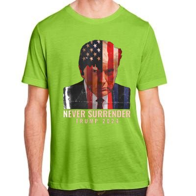 Donald Trump Never Surrender President 2024 Trump Mug Shot Adult ChromaSoft Performance T-Shirt