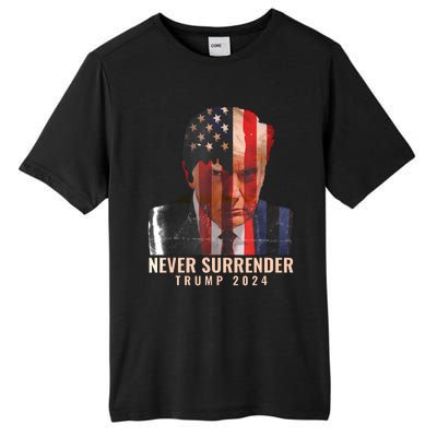 Donald Trump Never Surrender President 2024 Trump Mug Shot Tall Fusion ChromaSoft Performance T-Shirt